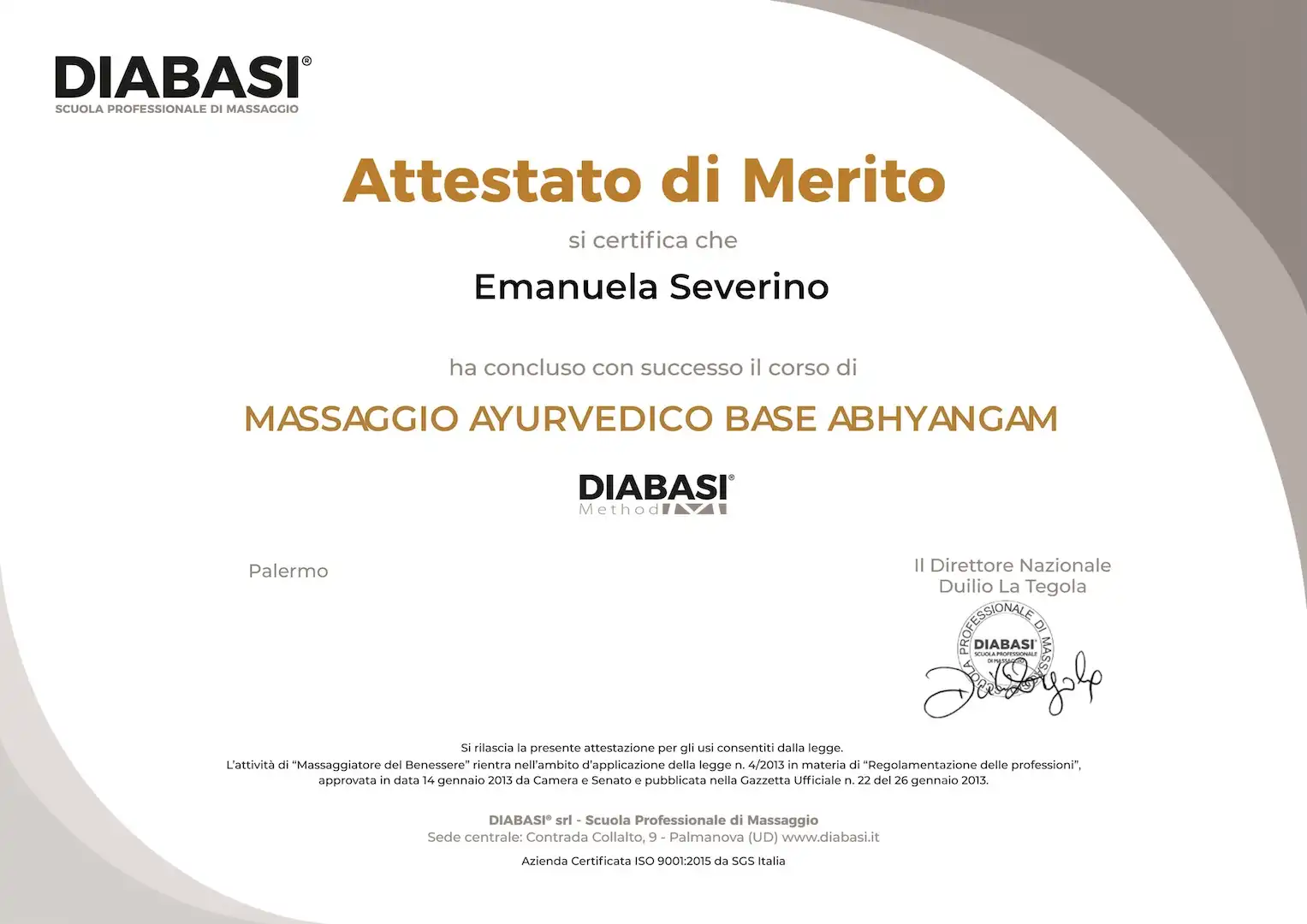 certificato ayurvedico